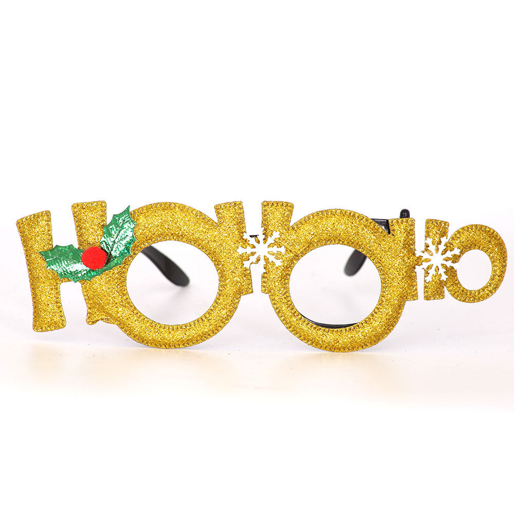 Christmas Cute Cartoon Glasses Frame Santa Claus Elk Glittered Eyeglasses No Lens For Kids Adults Xmas Party Cosplay Decoration