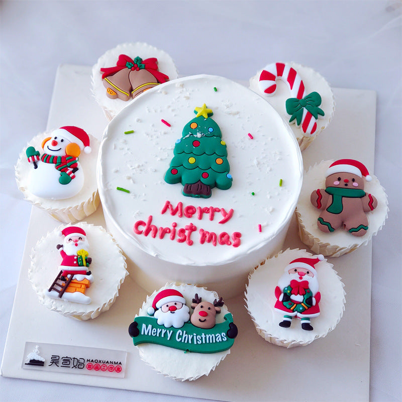 Soft Plastic Christmas Cake Decoration Ornaments