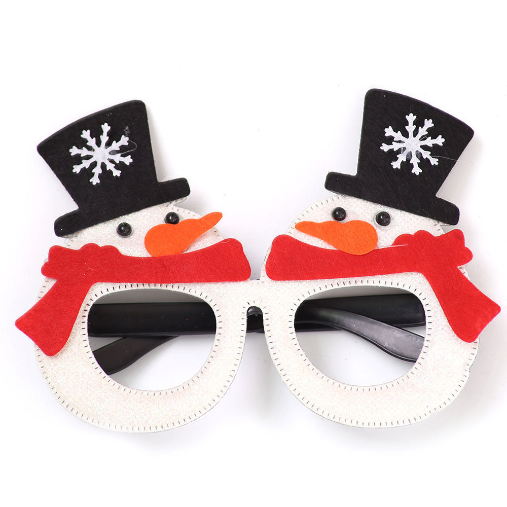 Christmas Cute Cartoon Glasses Frame Santa Claus Elk Glittered Eyeglasses No Lens For Kids Adults Xmas Party Cosplay Decoration