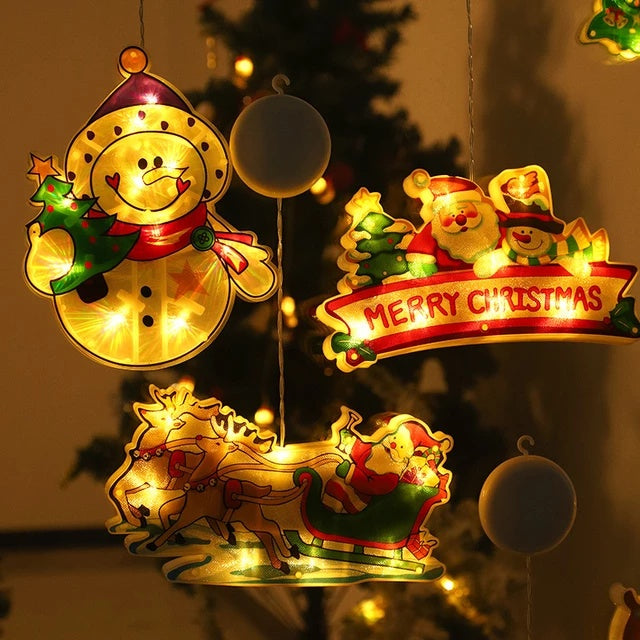 Santa Claus Led Suction Cup Window Hanging Lights Christmas Decorative Atmosphere